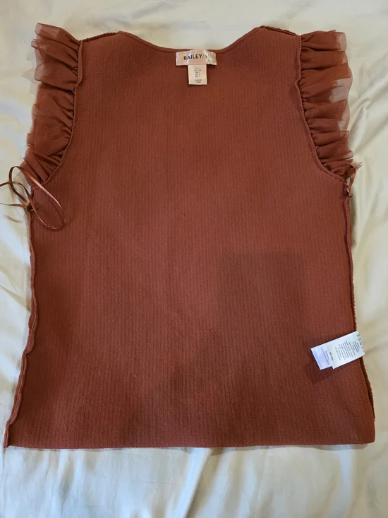 Bailey 44 Rust Ruffle Sleeve Ribbed Tank Top - Picture 5 of 11